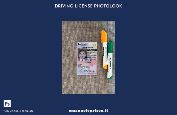 Patente di guida USA Texas stile verificato secondo il modello FRONTALE photoloo